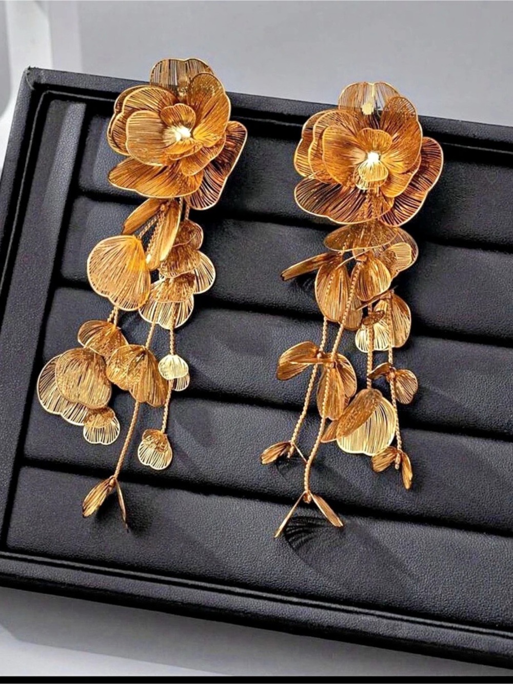 Gold Floral Drop Earrings